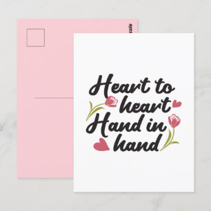 Carte Postale Cœur à Cœur, Main dans la Main - Citation Romantiq