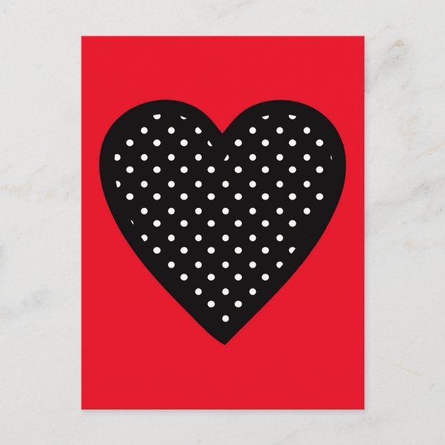 Carte Postale Coeur à point noir rétro Polka sur Arrière - plan  (Devant)