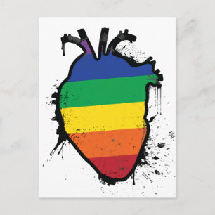 Carte Postale coeur anatomique arc-en-ciel