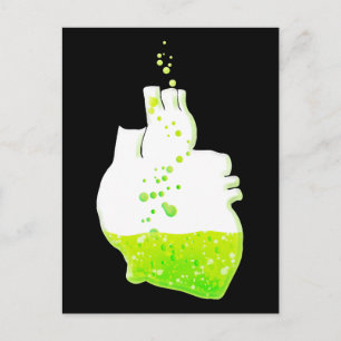 Carte Postale coeur anatomique vert liquide