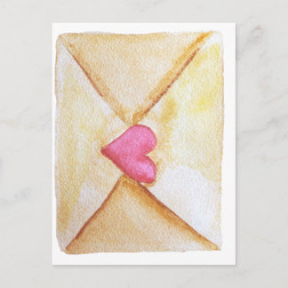 Carte Postale Cœur aquarelle romantique