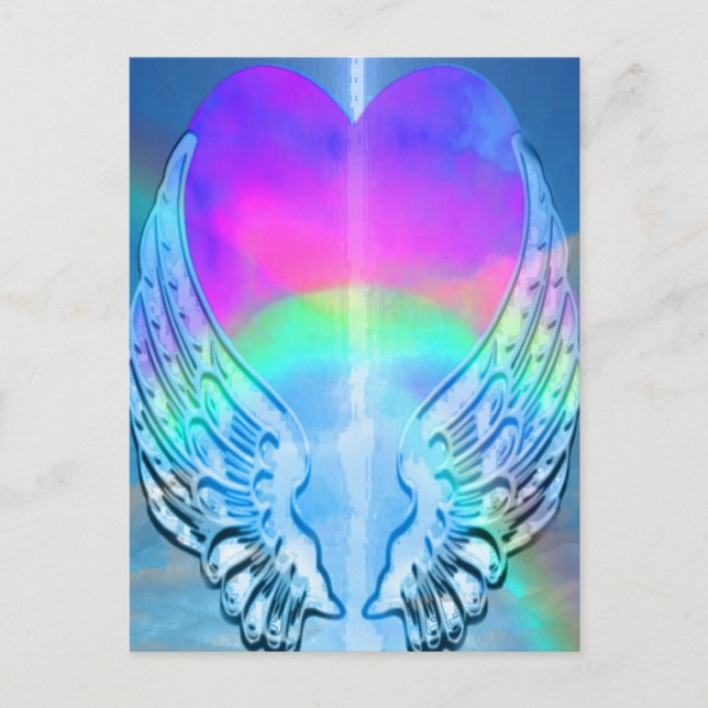 Carte Postale Coeur arc-en-ciel (Devant)