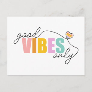 Carte Postale Cœur Arc-en-Ciel Bonnes Vibrations