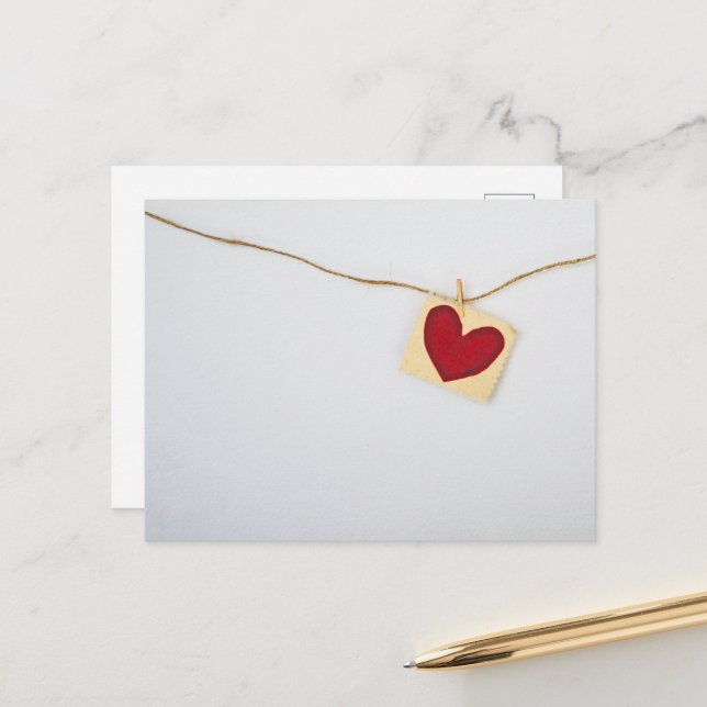 Carte postale Coeur artisanale (Devant/Arrière en situation)