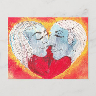 carte postale coeur & baiser