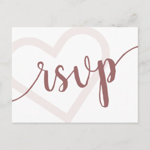 Carte Postale Coeur bébé Script de type Rose du désert RSVP En