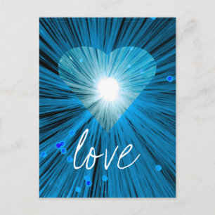 Carte postale Coeur bleu 'Amour'