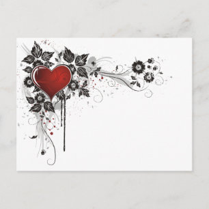 Carte Postale Coeur brillant, Feuilles & Fleurs - Original