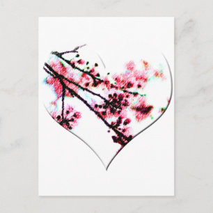 Carte Postale Coeur cerise en fleurs
