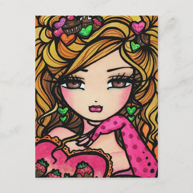 Carte Postale Coeur chocolat bonbon sirène Imaginaire fille d'ar (Devant)