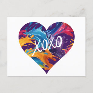 Carte Postale Coeur coloré XOXO-