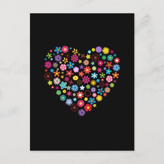Carte Postale Coeur d'amour floral (Devant)