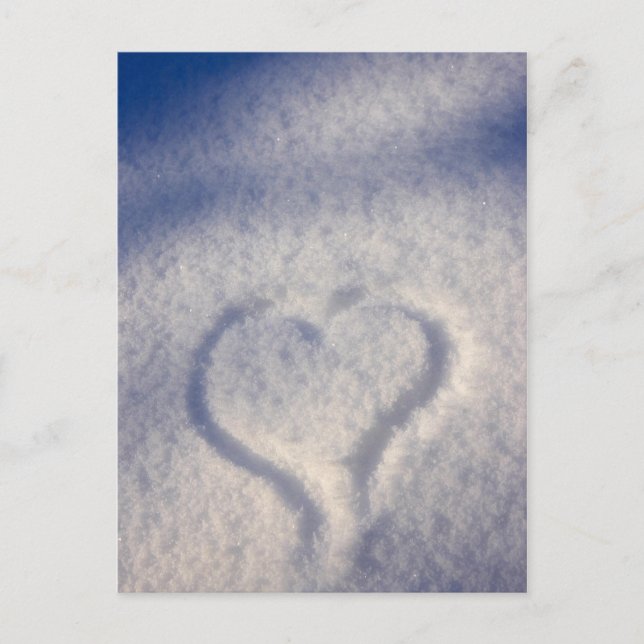 Carte Postale coeur dans la neige (Devant)