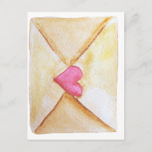 Carte Postale Coeur d'aquarelle romantique