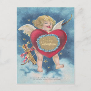 Carte Postale Cœur d'Arc de Cupidon Étoiles Nuages Cieux