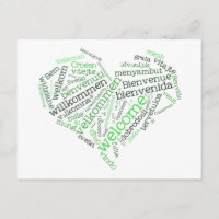 Carte postale Coeur de bienvenue (plusieurs langue