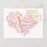 Carte postale Coeur de bienvenue (plusieurs langue