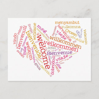 Carte postale Coeur de bienvenue (plusieurs langue