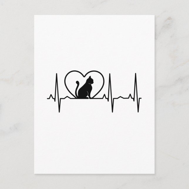 Carte Postale Coeur de chat avec coeur (Devant)