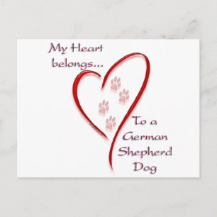 Carte Postale Coeur de chien berger allemand Appartient