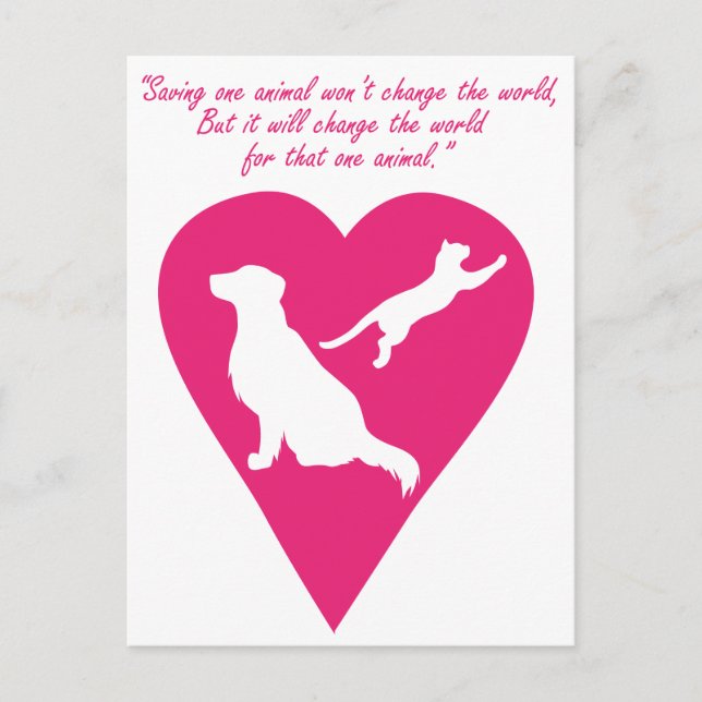 Carte Postale Coeur de chien et de chat (Devant)