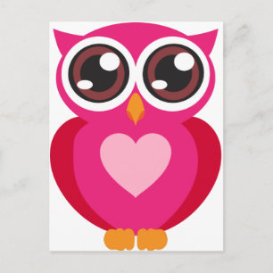 Carte Postale Coeur de chouette mignonne