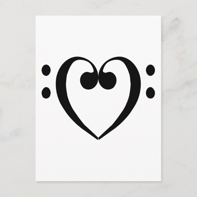 Carte Postale Coeur de clef basse (noir) (Devant)