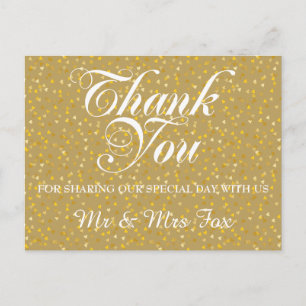 Carte Postale Cœur de confettis de remerciement or élégant