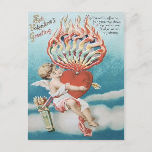 Carte Postale Cœur de Cupidon Feu Kaléidoscope