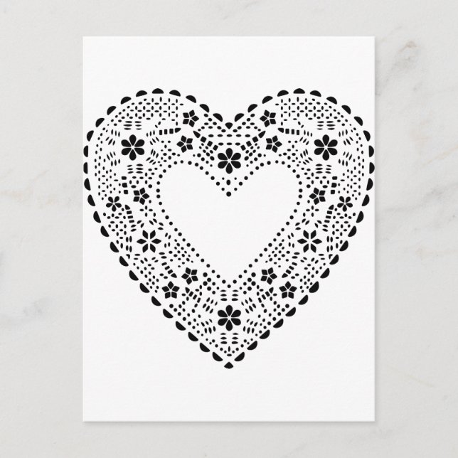 Carte Postale Coeur de dentelle noire (Devant)
