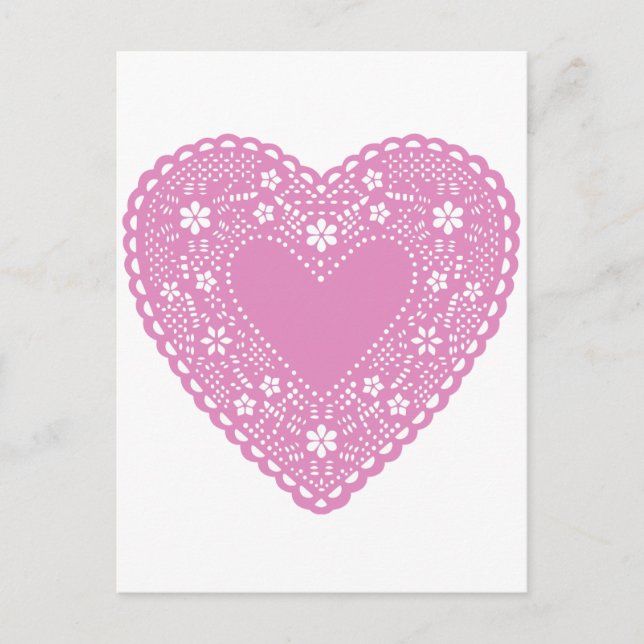 Carte Postale Coeur de dentelle rose (Devant)