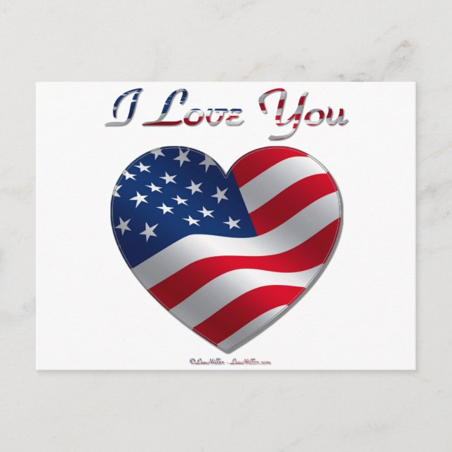 Carte Postale Coeur de drapeau des Etats-Unis je t'aime (Devant)