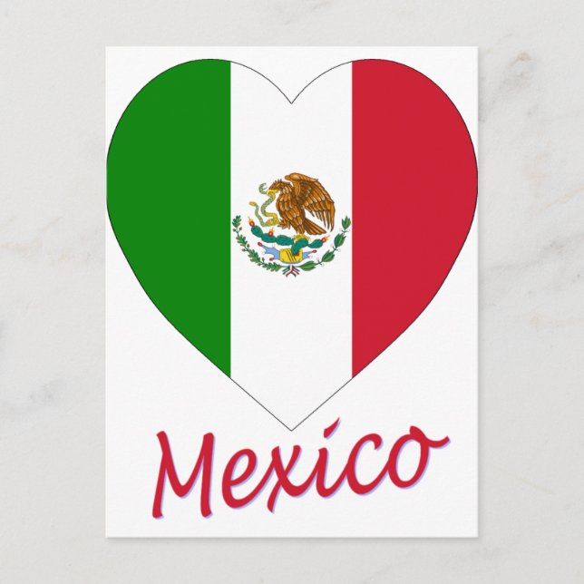 Carte Postale Coeur de drapeau du Mexique (Devant)