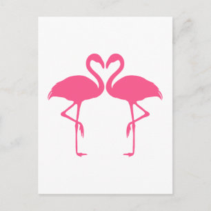 Carte Postale Coeur de Flamant rose, deux flamants roses amoureu