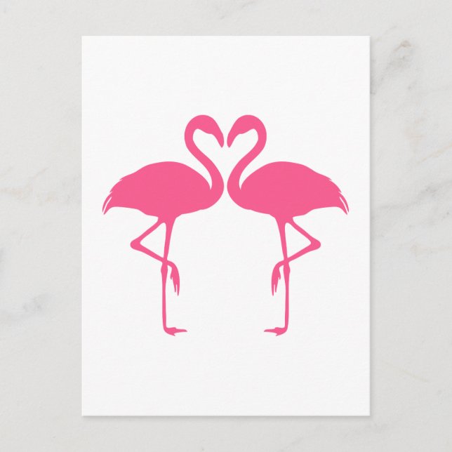 Carte Postale Coeur de Flamant rose, deux flamants roses amoureu (Devant)