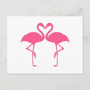 Carte Postale Coeur de Flamant rose, deux flamants roses amoureu