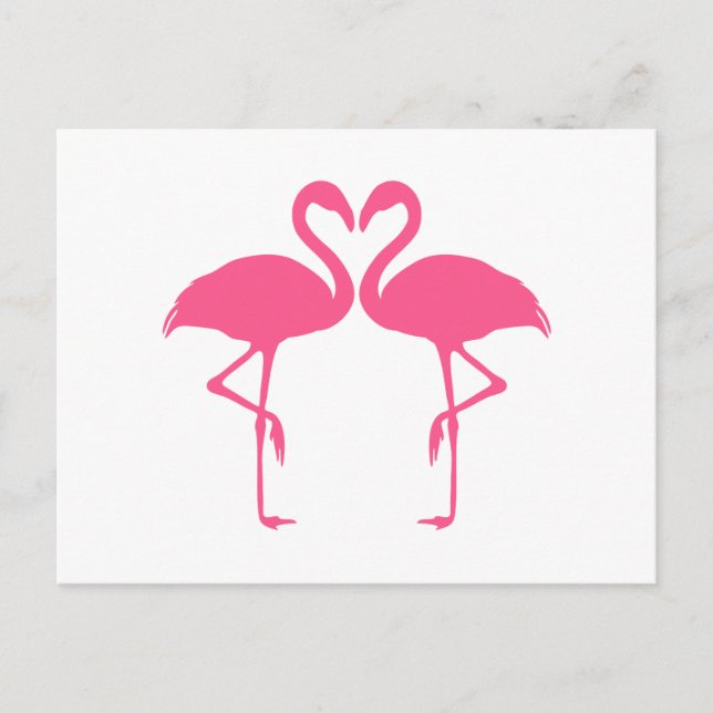 Carte Postale Coeur de Flamant rose, deux flamants roses amoureu (Devant)