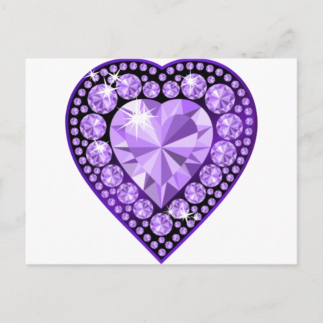 Carte Postale Coeur de gemme d'améthyste (Devant)