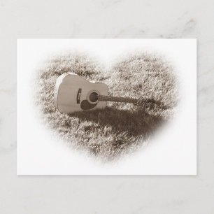 Carte Postale Coeur de guitare acoustique