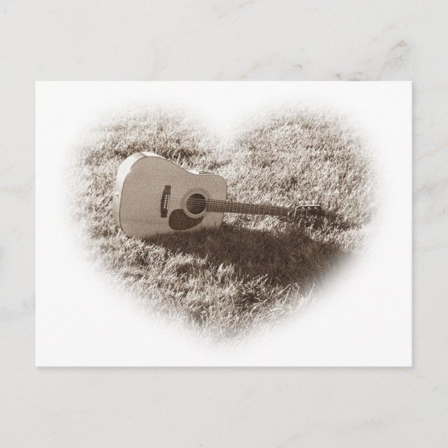 Carte Postale Coeur de guitare acoustique (Devant)