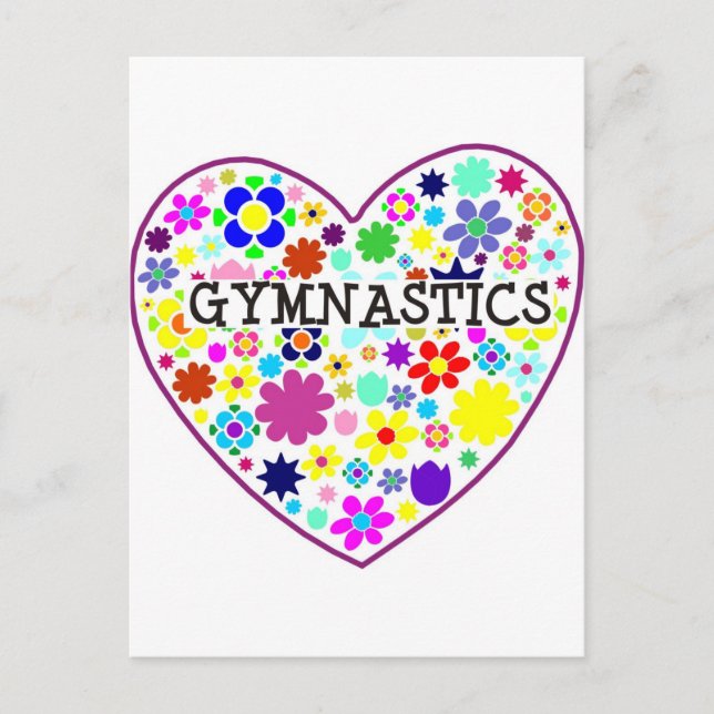 Carte Postale Coeur de gymnastique avec fleurs (Devant)