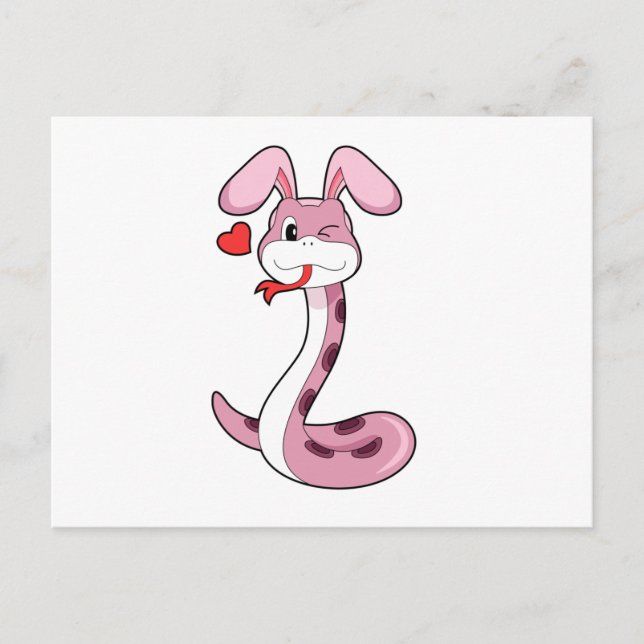 Carte Postale Coeur de lapin serpent (Devant)