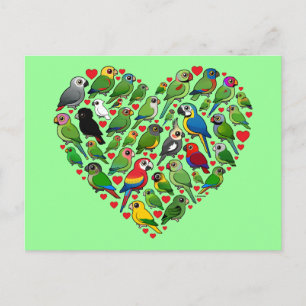 Carte Postale Coeur de perroquet