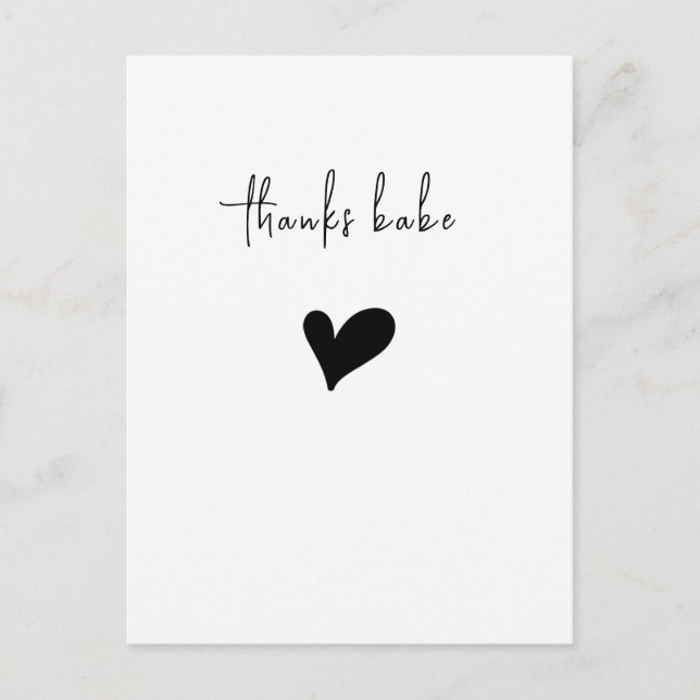 Carte Postale Cœur de remerciement minimaliste (Devant)