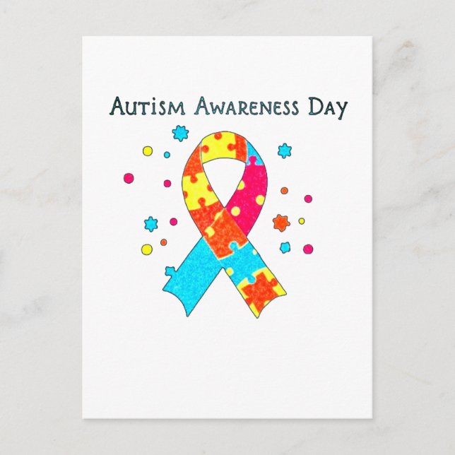 Carte Postale Coeur de sensibilisation sur l'autisme (Devant)