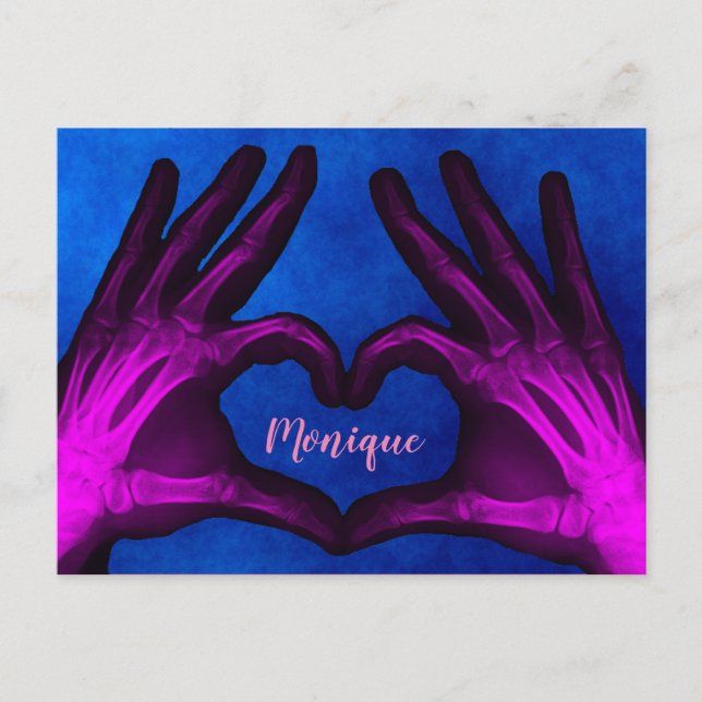 Carte Postale Coeur de Xray à la main violet (Devant)