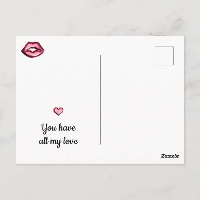Carte Postale Coeur des lèvres Tout mon amour (Dos)