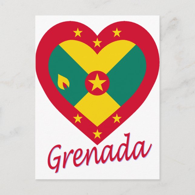Carte Postale Coeur Drapeau Grenade (Devant)