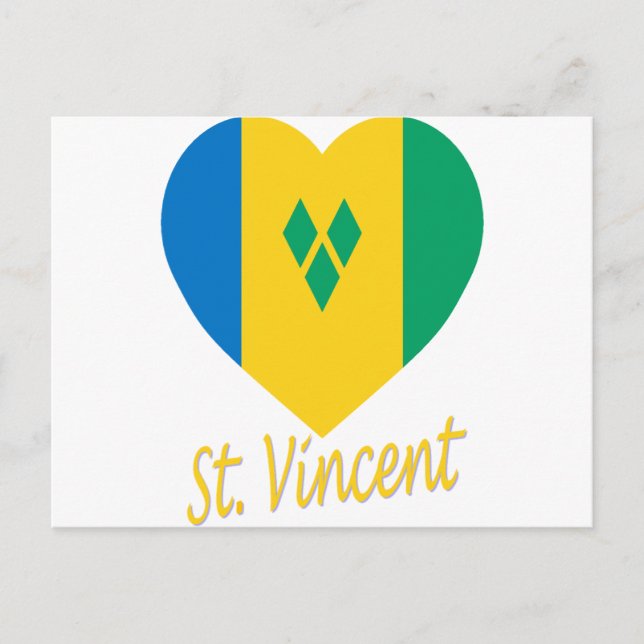 Carte Postale Coeur Drapeau St Vincent / Grenadines (Devant)