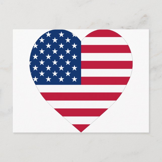 Carte Postale Coeur du drapeau américain (Devant)